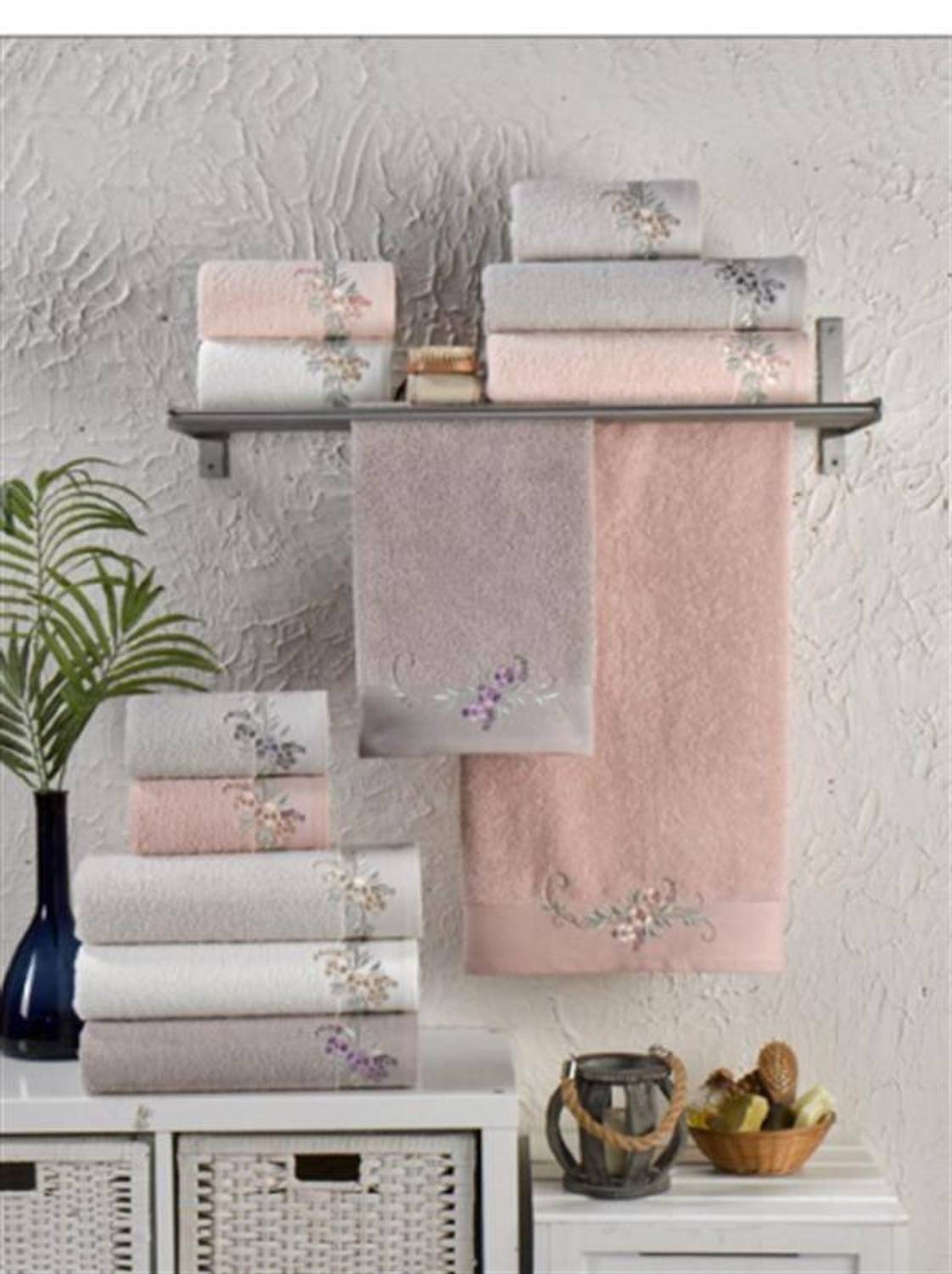 مجموعة مناشف صغيرة ب 6 قطع 30*50 سم من القطن مع تطريز، عبوة PVC، ناعمة وامتصاصية، سعر اقتصادي