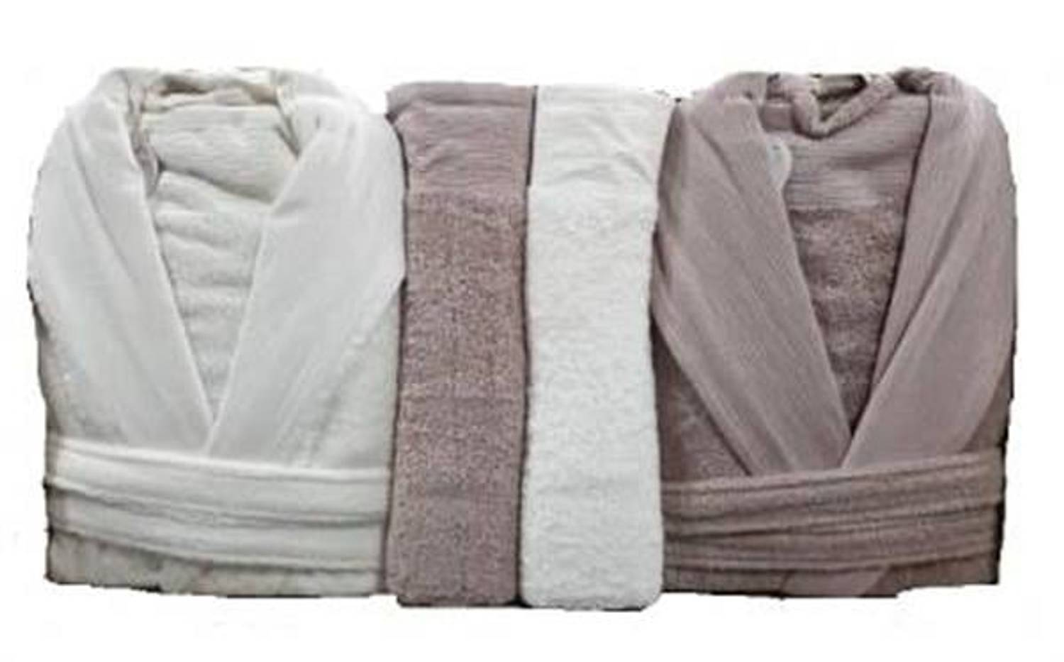 Pupilla 6 Parça Aile Bornoz Seti Bambo Elegant Gül Kurusu-Ekru