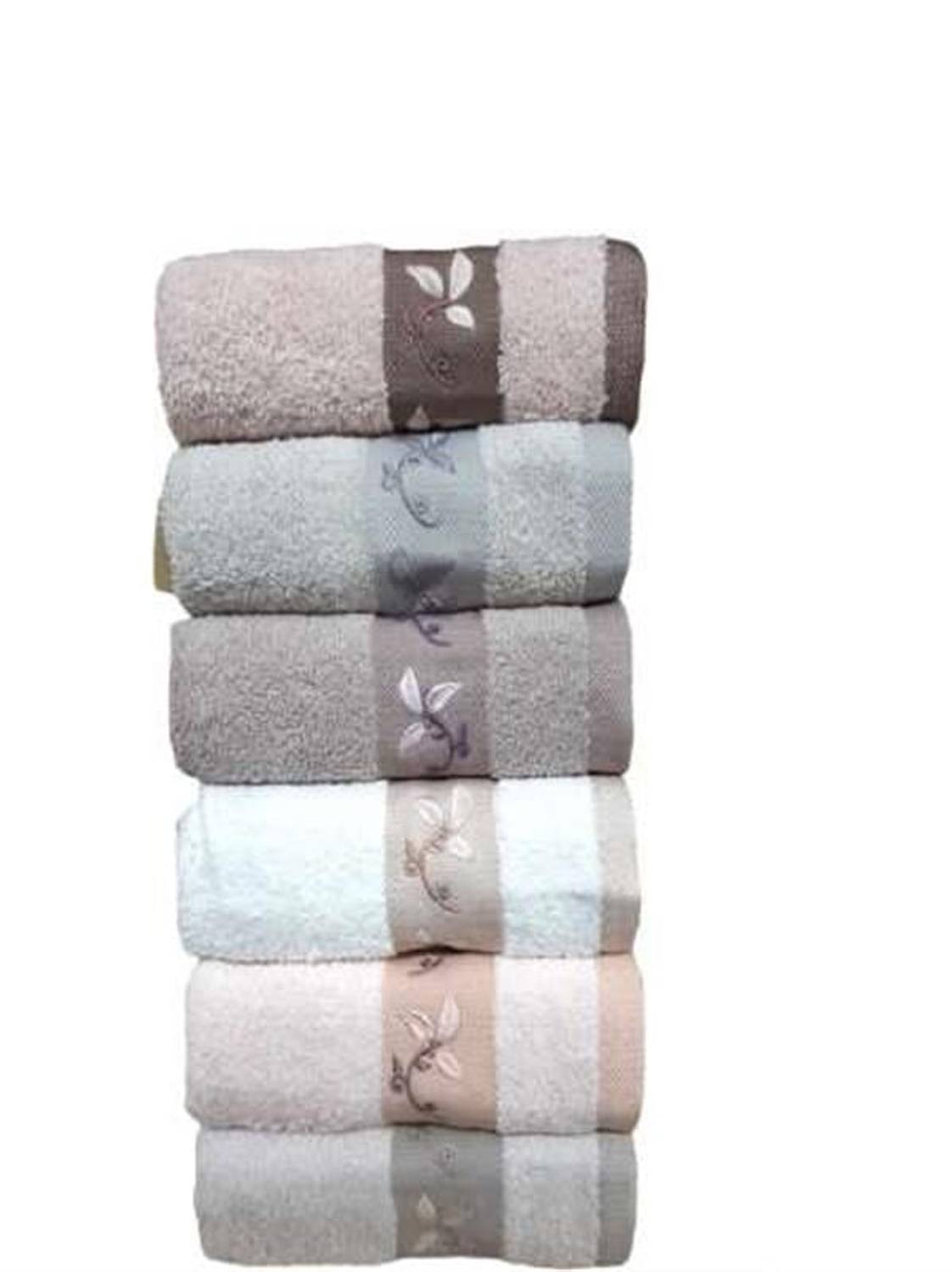 مجموعة فوط مصغرة 6 قطع 30*50 سم فلامينغو مطرزة من القطن، عبوة اقتصادية، ناعمة وامتصاصها جيد