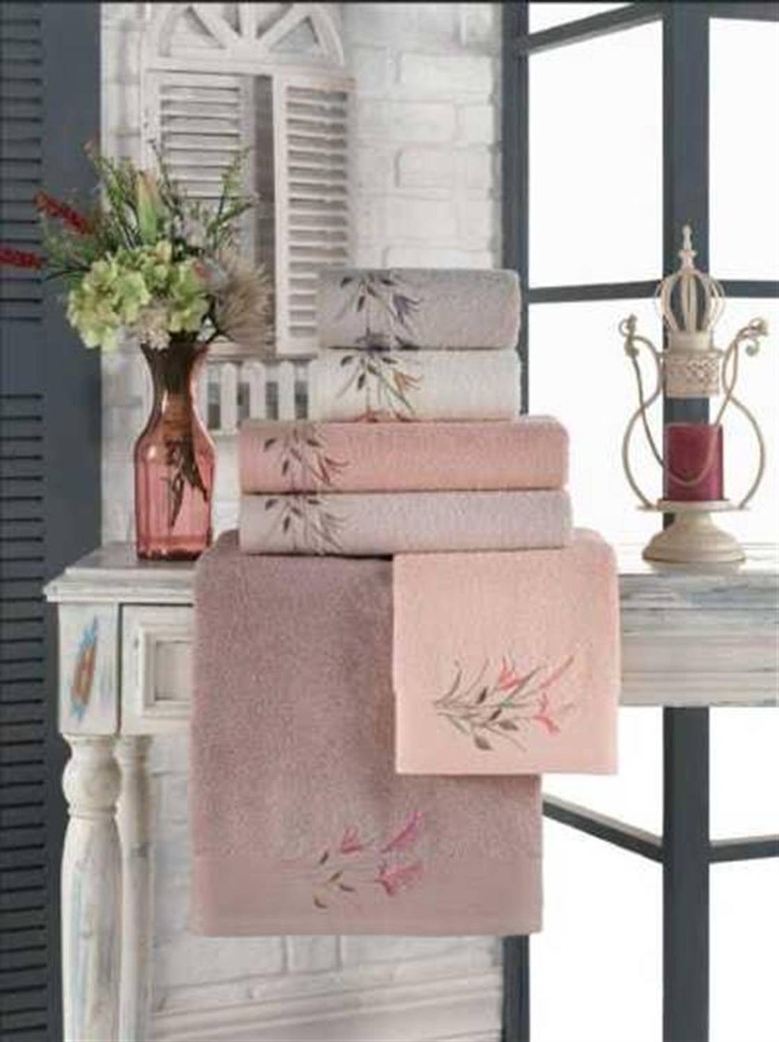 Комплект з 6 міні рушників 30*50 см з памуку, вишивка, м'які та абсорбуючі, у PVC упаковці