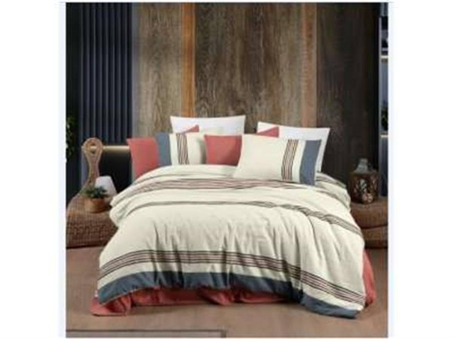 Одеяло на двуспальную кровать Şıkel из органического хлопка Monaco терракотового цвета, 200x220 см, 240x260 см на матрас, 2 наволочки 50x70 см