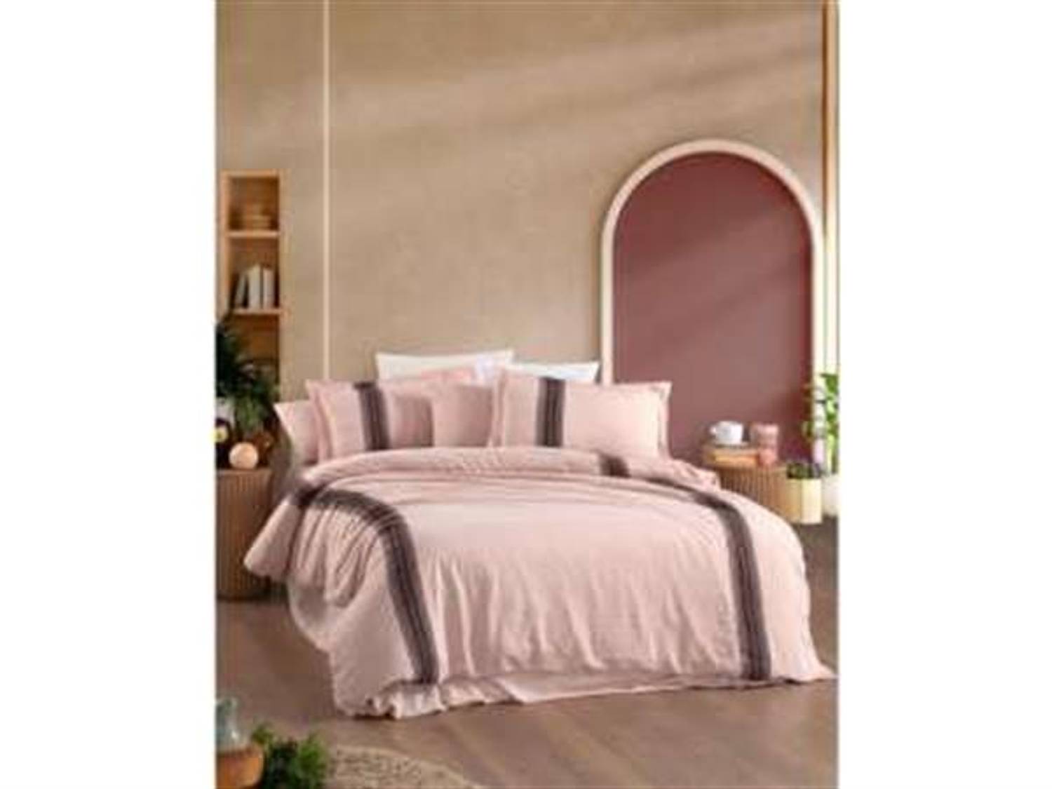 Органический хлопковый комплект постельного белья для двуспальной кровати Şıkel Riva Пудра