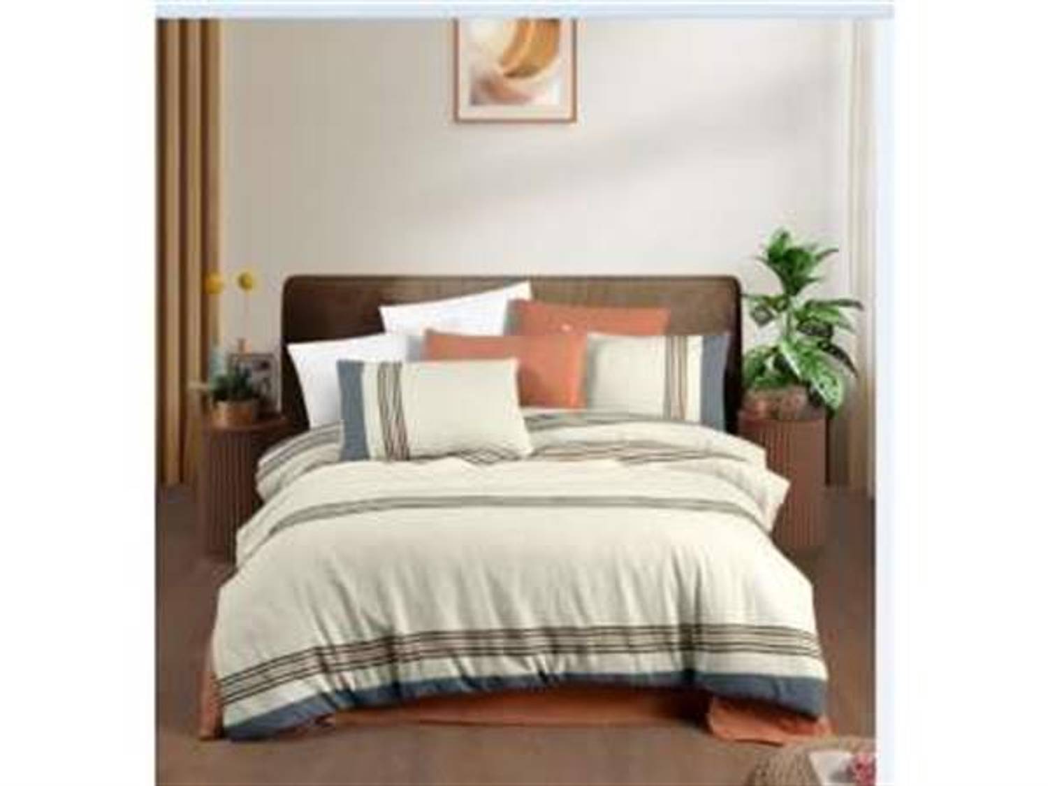 طقم أغطية سرير مزدوج عضوي من شikel بقطن 100% بلون زهرة الرمان يتضمن غطاء سرير 200*220 سم، شراشف 240*260 سم، واثنين من غلاف الوسادة 50*70 سم