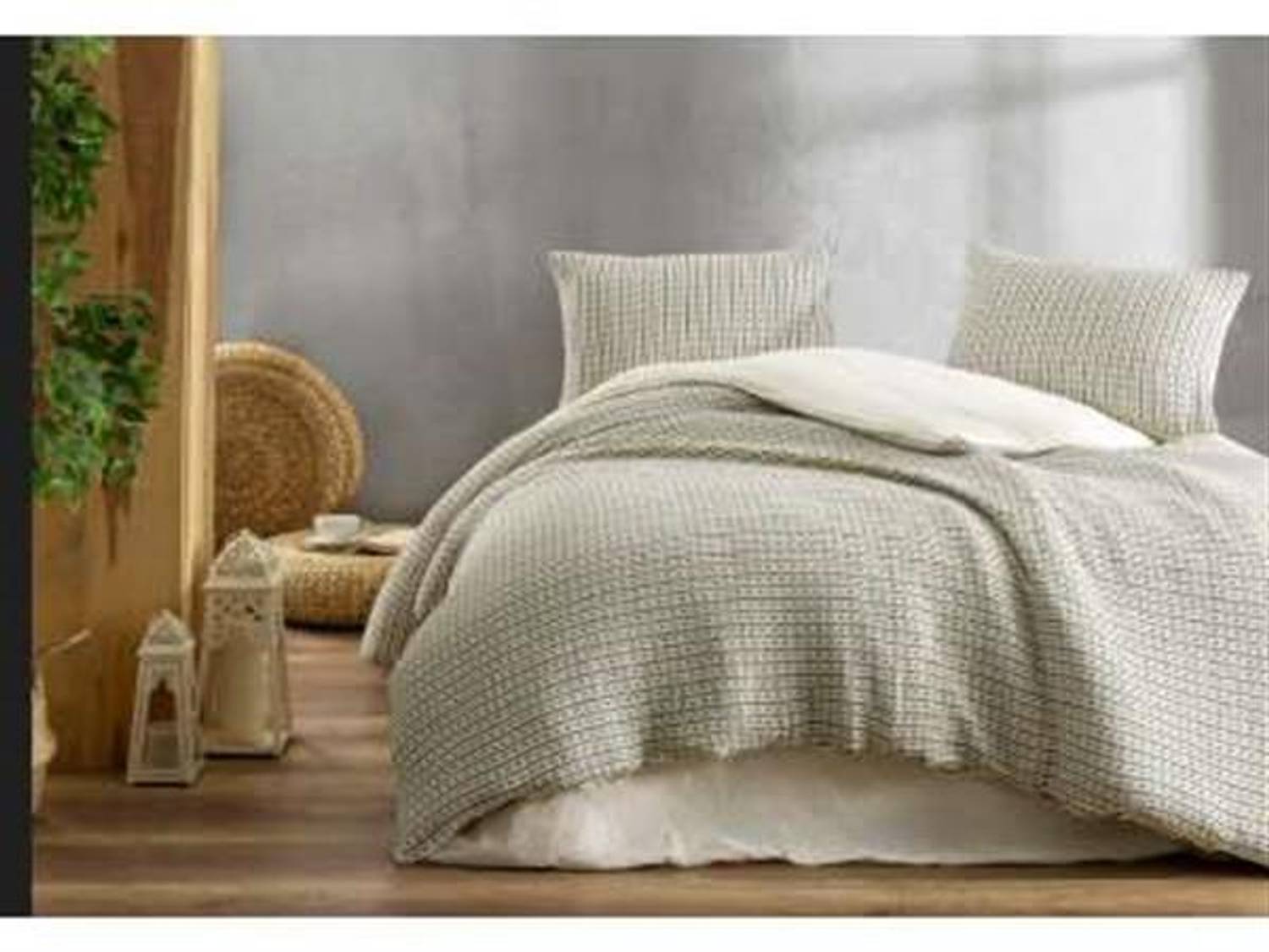 طقم مفارش سرير مزدوجة من القطن العضوي شيل لاوديكا بالأخضر 100% قطن عضوي مع ملاءة و2 غطاء وسادة