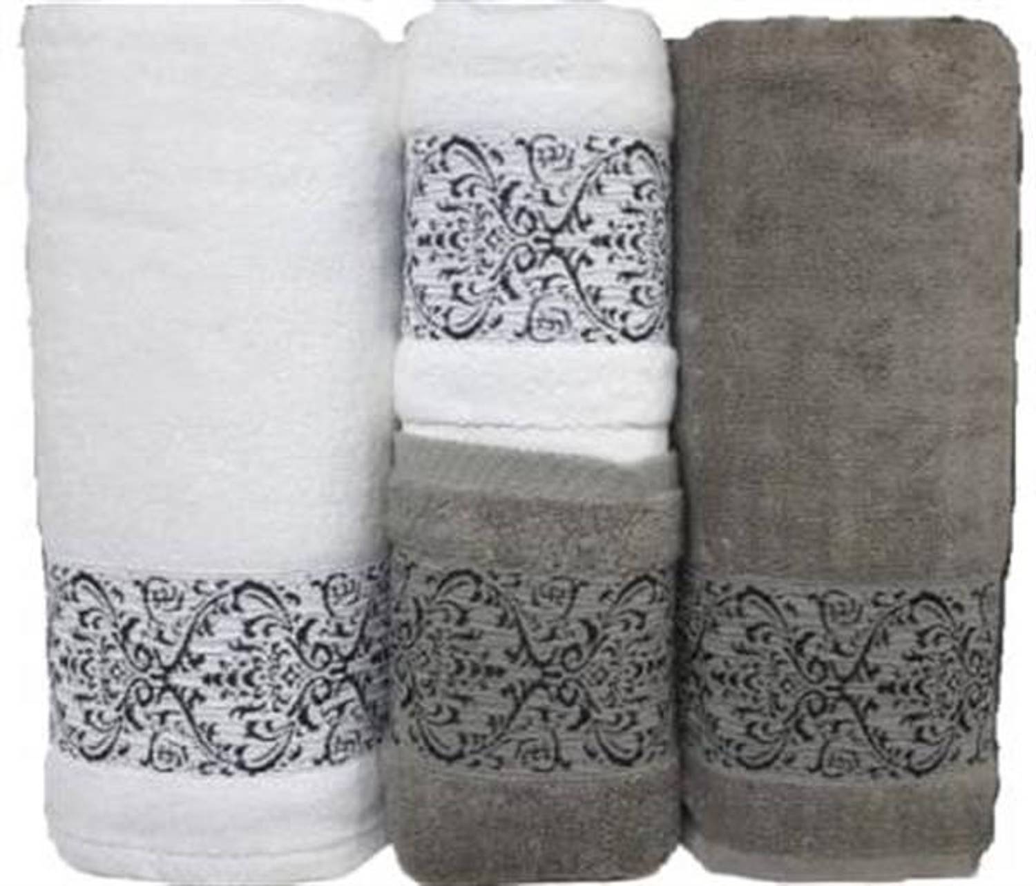 Набор полотенец для ванной Şıkel, 4 предмета, 2 больших (70*140 см) и 2 маленьких (50*90 см), зеленый-белый, из хлопка, мягкий и впитывающий