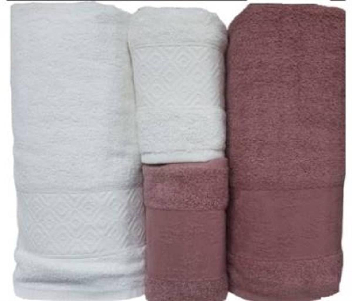 Şıkel Hamam Takımı Cotton Alvin Belinda Gül Kurusu-Krem