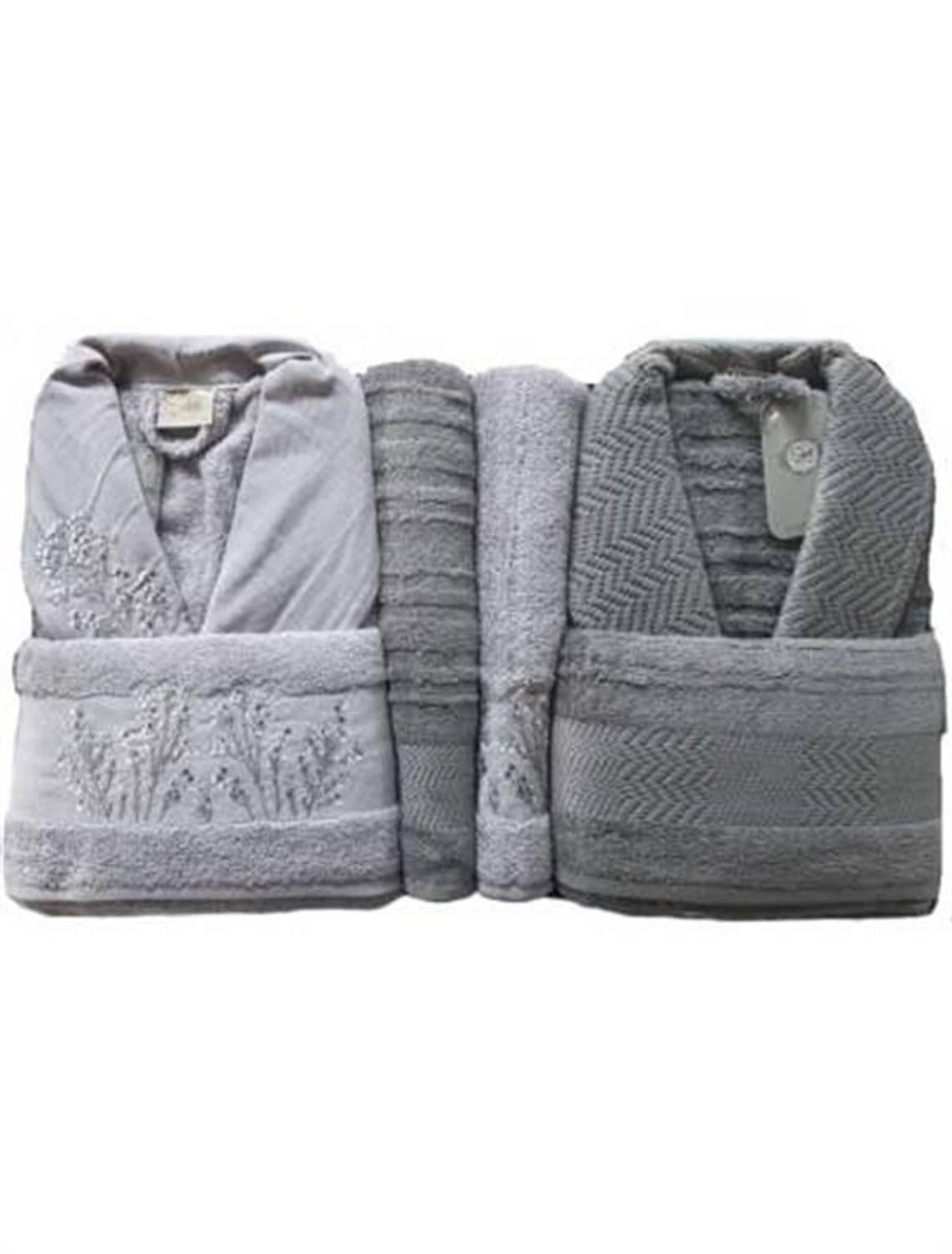 Şıkel Aile Bornoz Seti Penye Miranda Lila-Antrasit