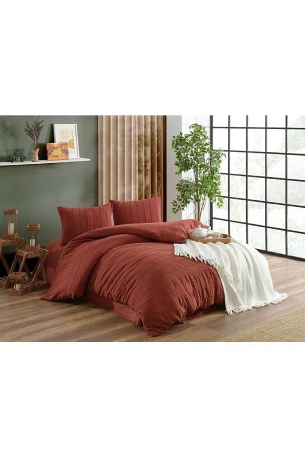 Органічний двоспальний комплект постільної білизни Şıkel Patara, 100% бавовна, включає покривало 200*220 см, простирадло 240*260 см, наволочки 50*70 см