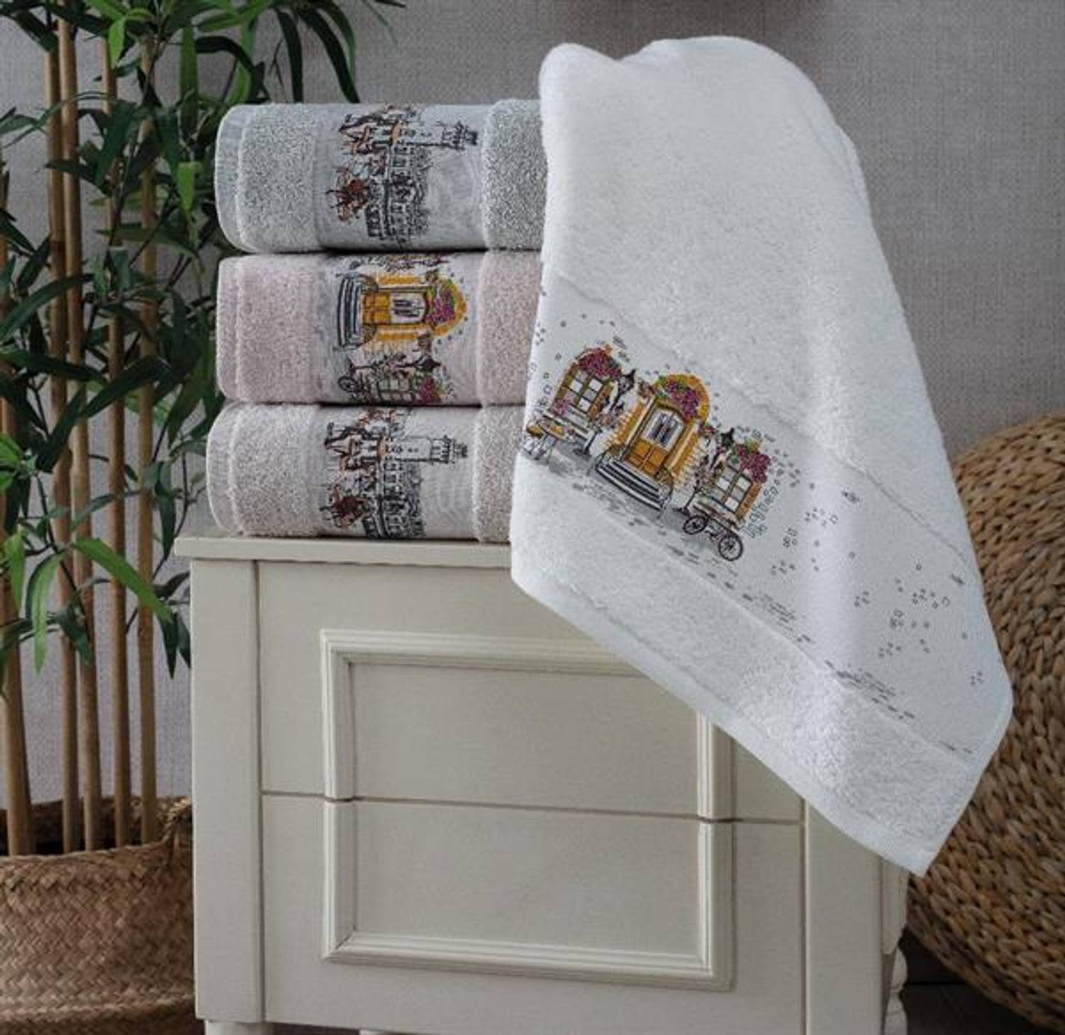 Набор полотенец Pupilla 4 шт, махровые, размер 50x90 см, отличное впитывание для лица и рук