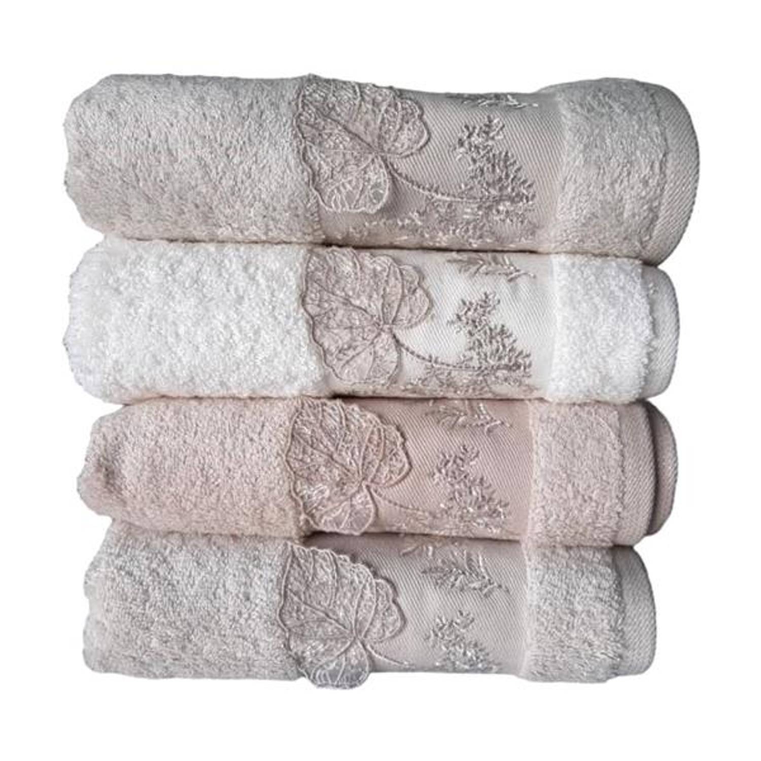 Комплект рушників Pupilla з бамбукової вишивки Janet 4 шт 50x90 см, надзвичайно поглинаючий