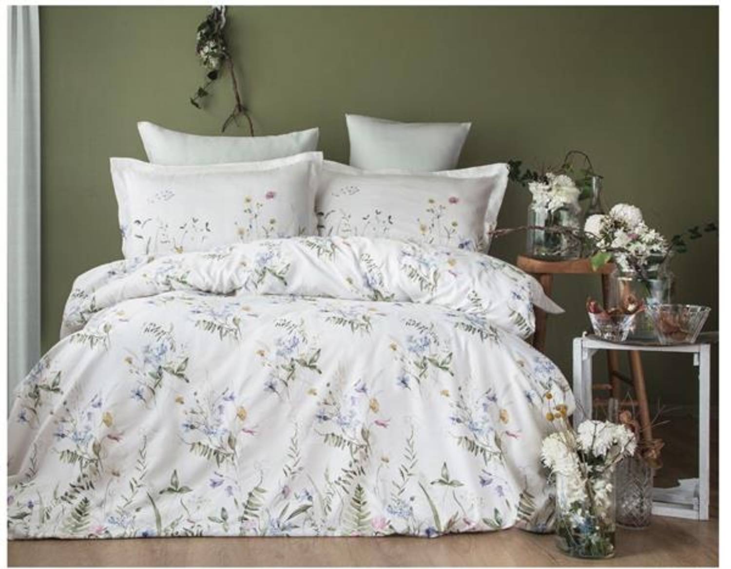 Постільна білизна Pupilla з цифровим друком з бавовняного сатину для двоспального ліжка Florida 200x220 см, 240x260 см простирадло, 4 наволочки