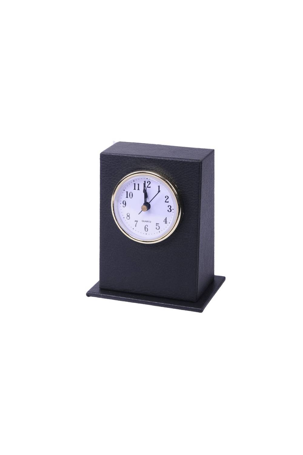 Leather Desktop Clock Black