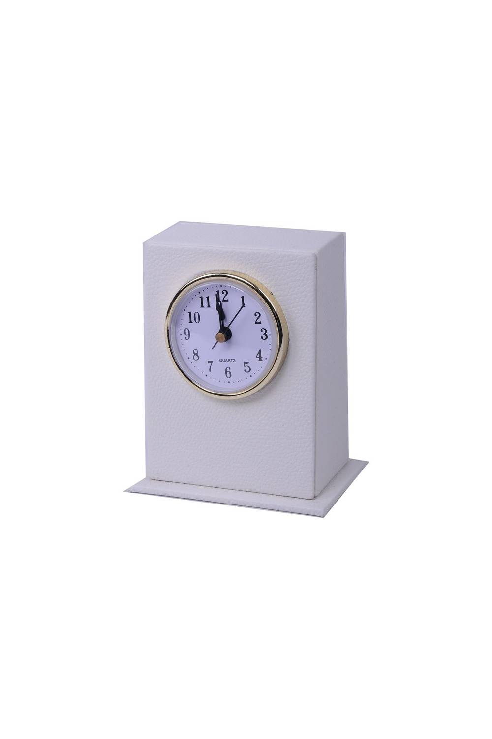 Leather Table Top Clock White