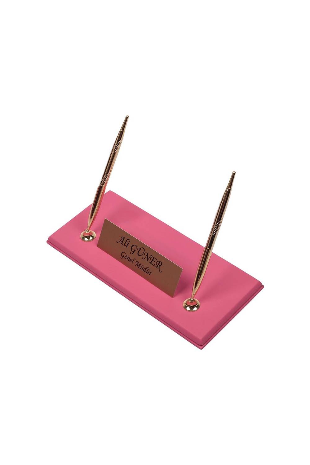 Leather Tabletop Nameplate Pink