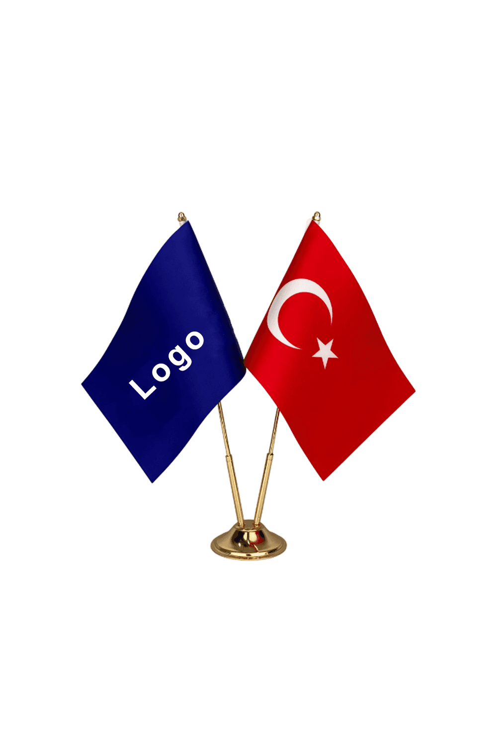 Двосторонній стільцевий прапор (з золотим стрижнем) для створення престижної атмосфери в офісі чи на спеціальних заходах