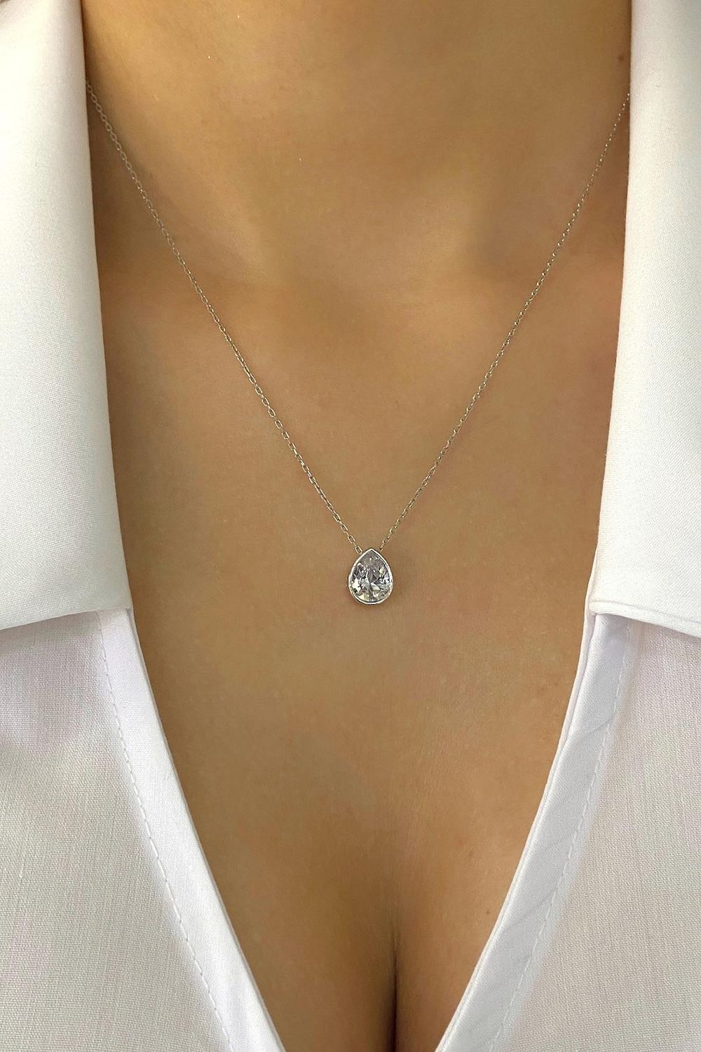 925 Silver Drop Zircon Stone Vip Quality Necklace