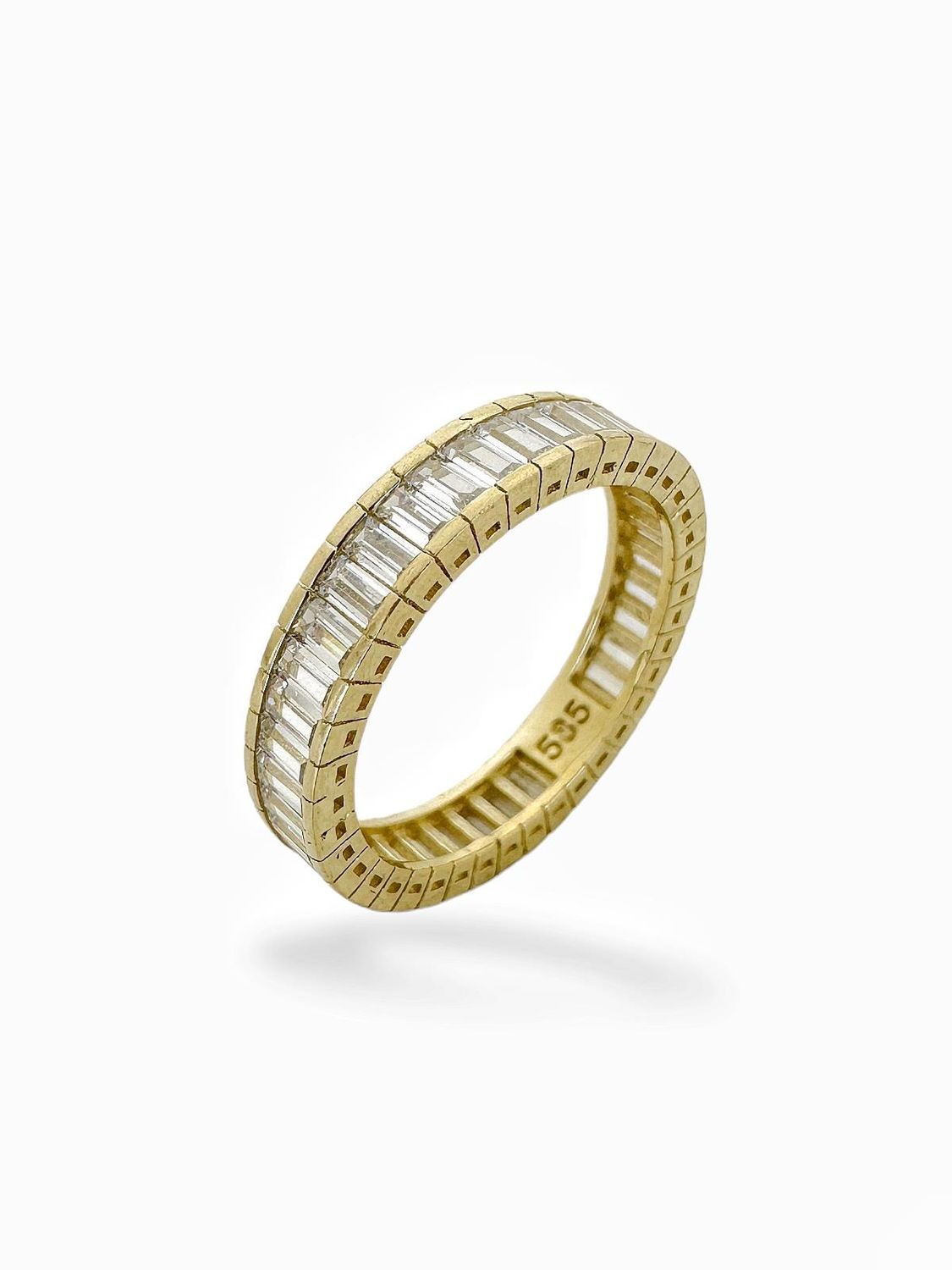 14K الذهب عيار 4 مم نموذج الماس خاتم الزركون الكامل الرغيف الفرنسي