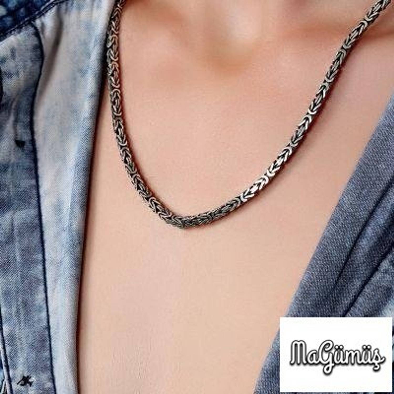 60 cm King Chain Cornered Silver Men's Chain