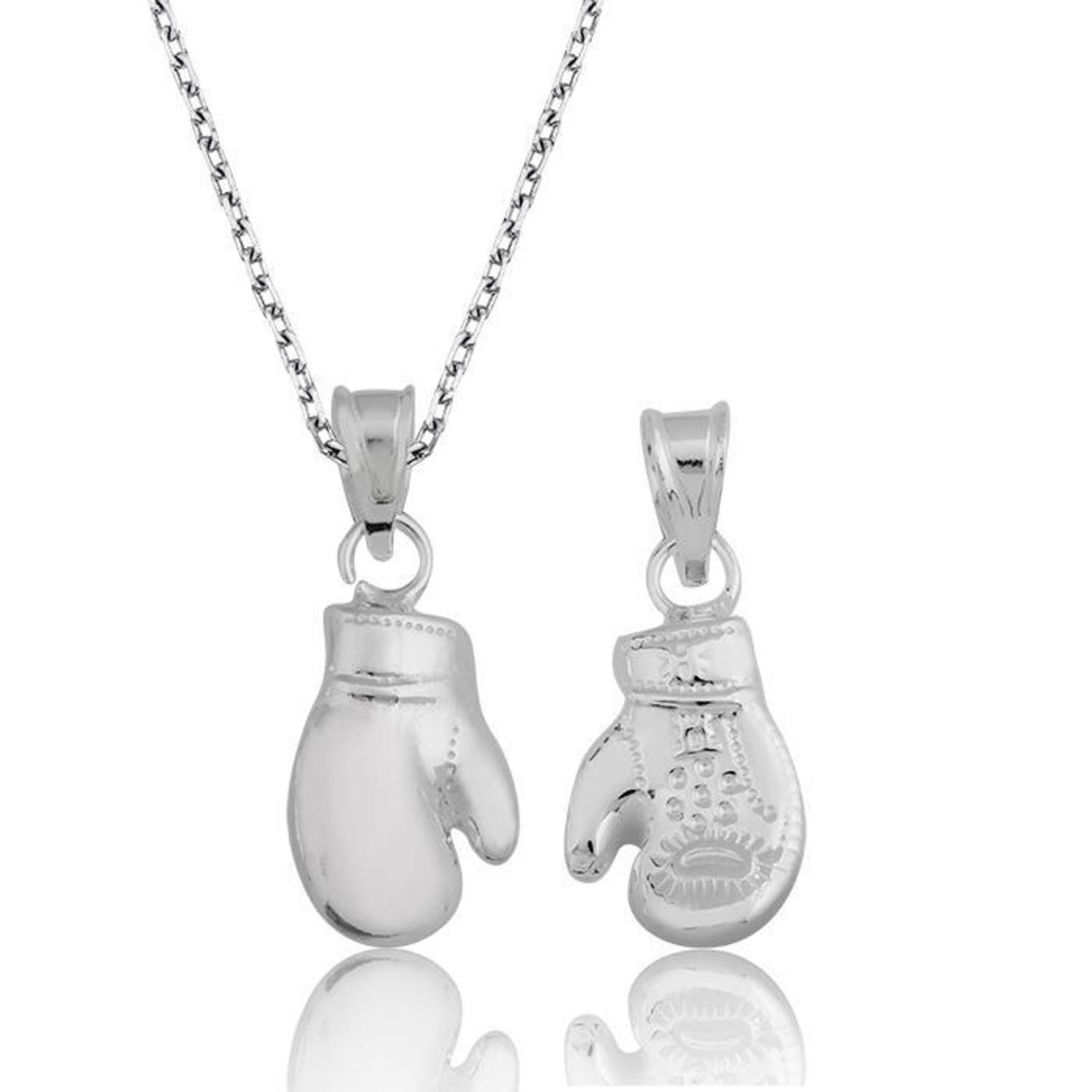 Boxing Gloves Silver Men's Pendant