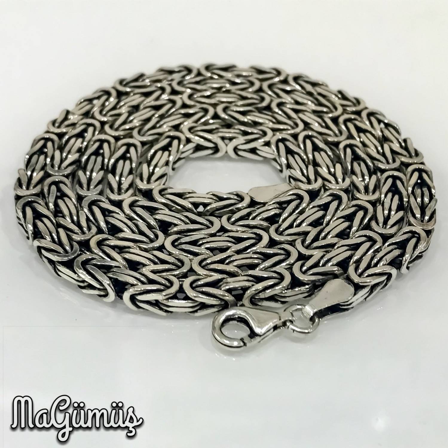 Толстая серебряная цепь для мужчин, длина 60 см, толщина 5 мм, вес 60 г, оксидированное и родиевое покрытие, серый, белый, черный цвет