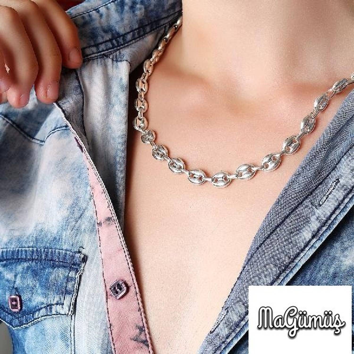 Особливий дизайн срібного чоловічого ланцюга з фасолями, 50 см, 22 г, безкоштовна упаковка в оксамитовій коробці