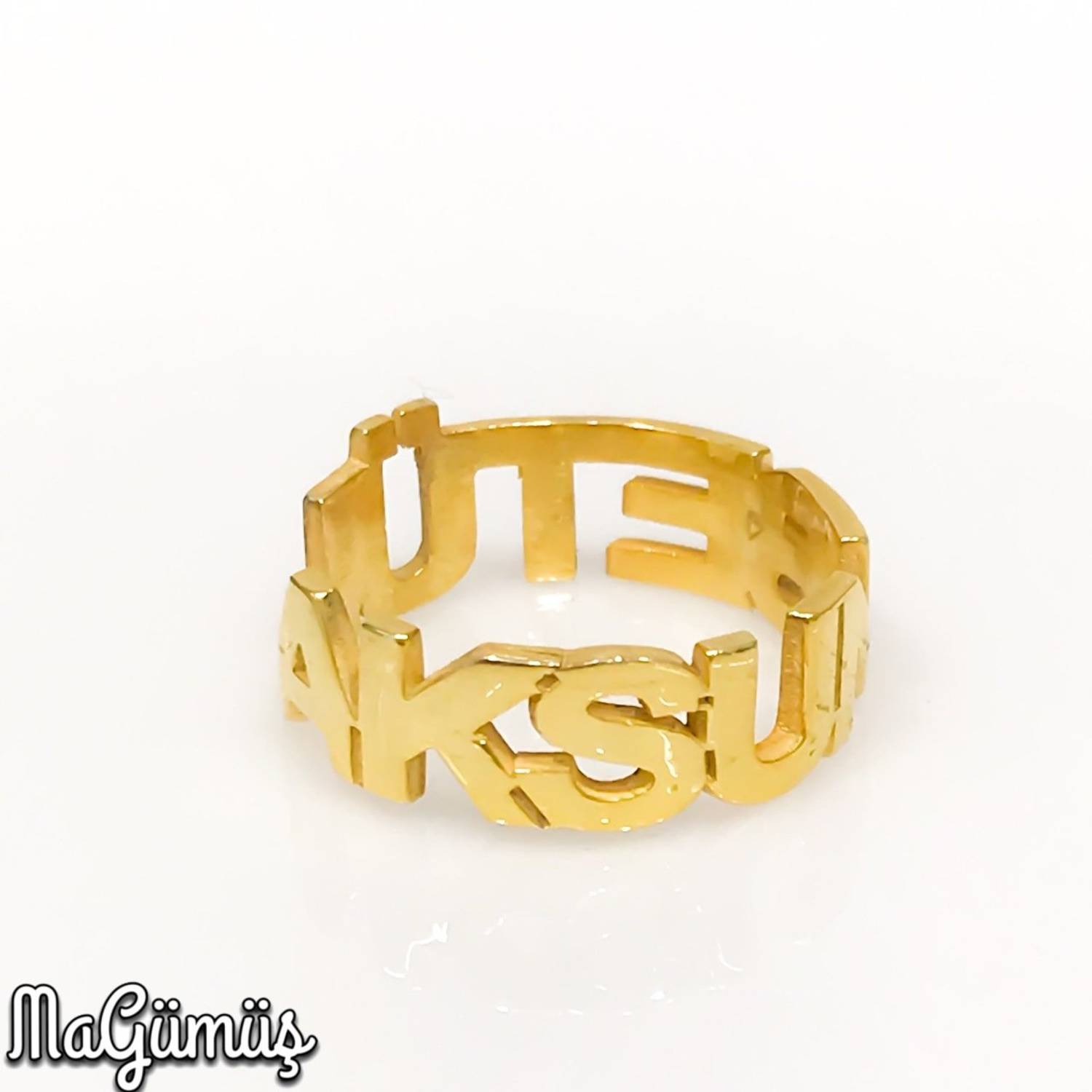 2 اسمين لون الذهب والفضة تصميم خاتم المرأة