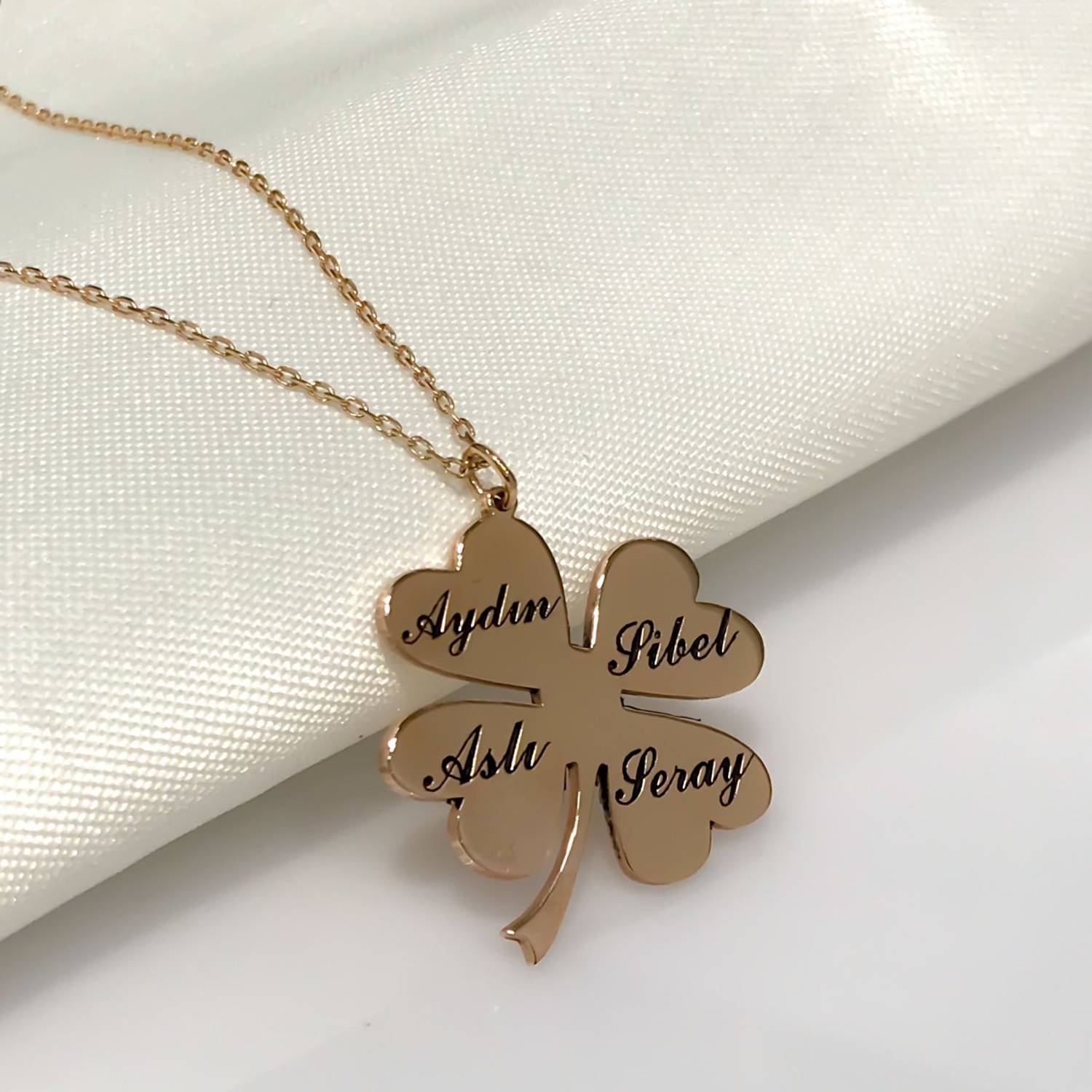 Clover Name Silver Rosegold Name Necklace