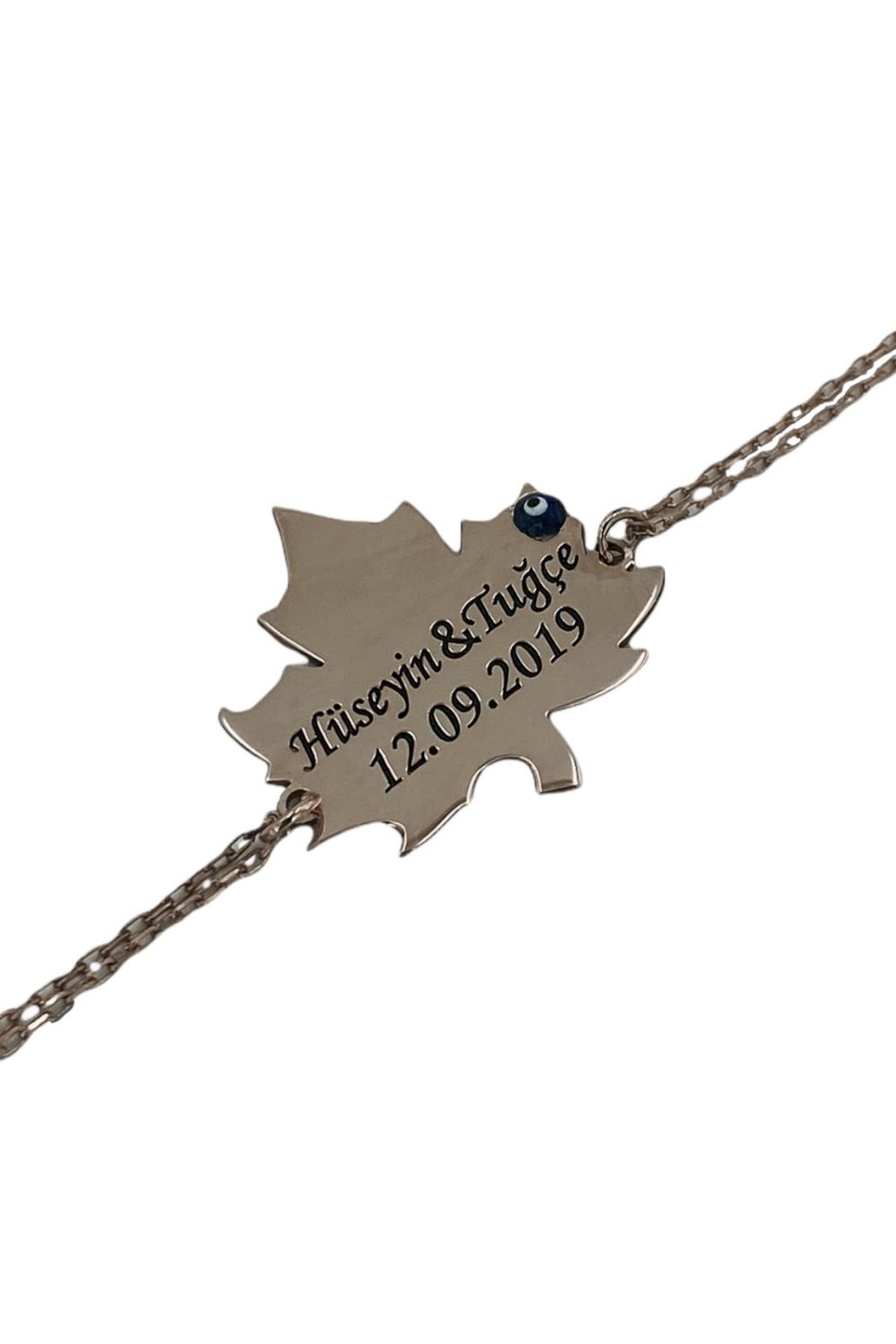 سوار من الفضة الإسترليني مع اسم أوراق الجميز