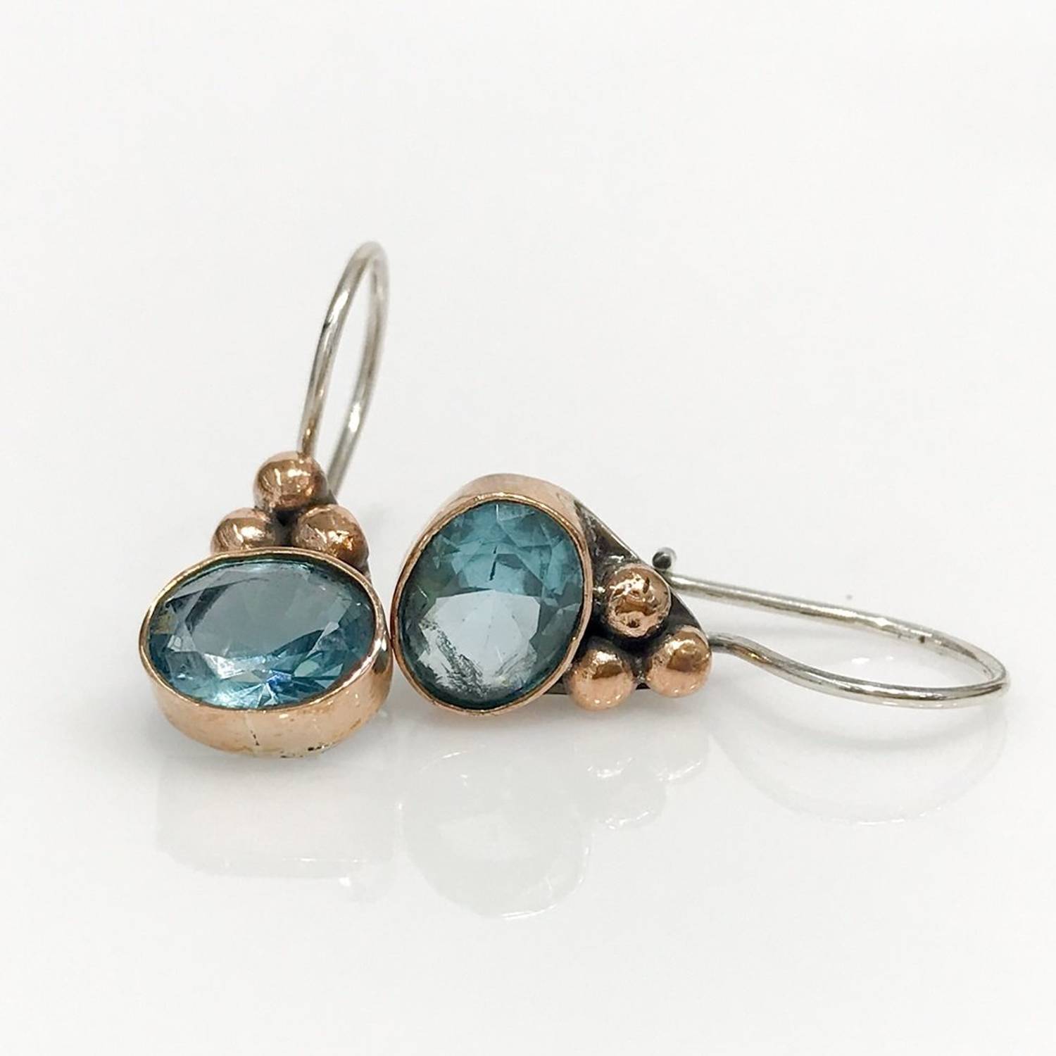 Blue Topaz Stone All Hand Made Sterling Silver Earrings