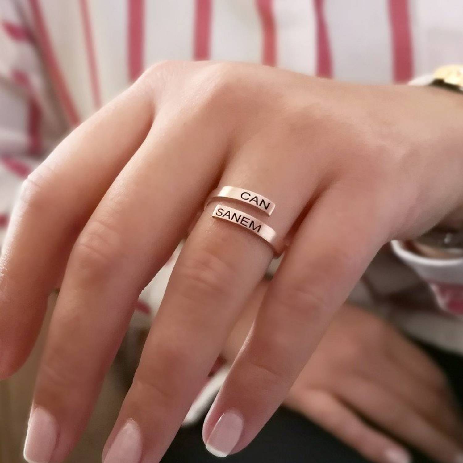 Thin 2 Names Personalized Sterling Silver Ring