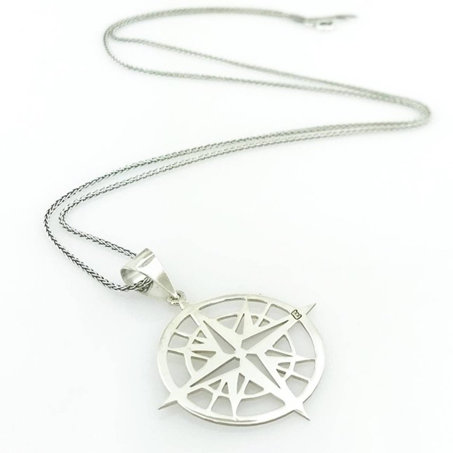 Special Design Compass Letter Sterling Silver Necklace