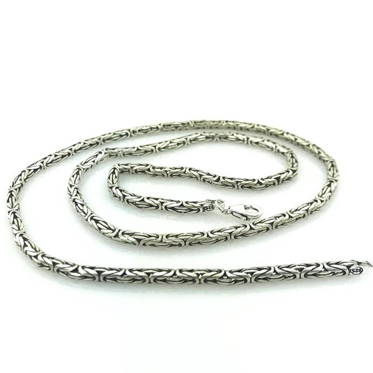 33 gr 60 cm 3 mm Round King Chain Silver Men's Necklace