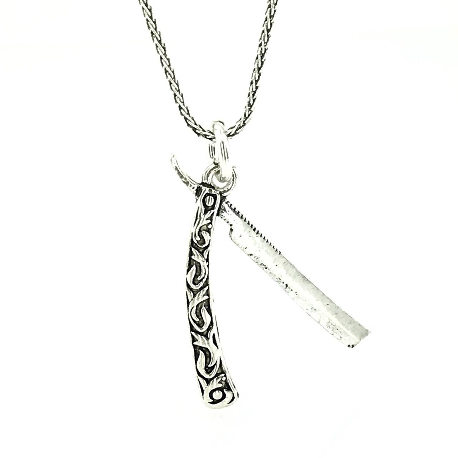60cm Foxtail Chain Razor Silver Necklace
