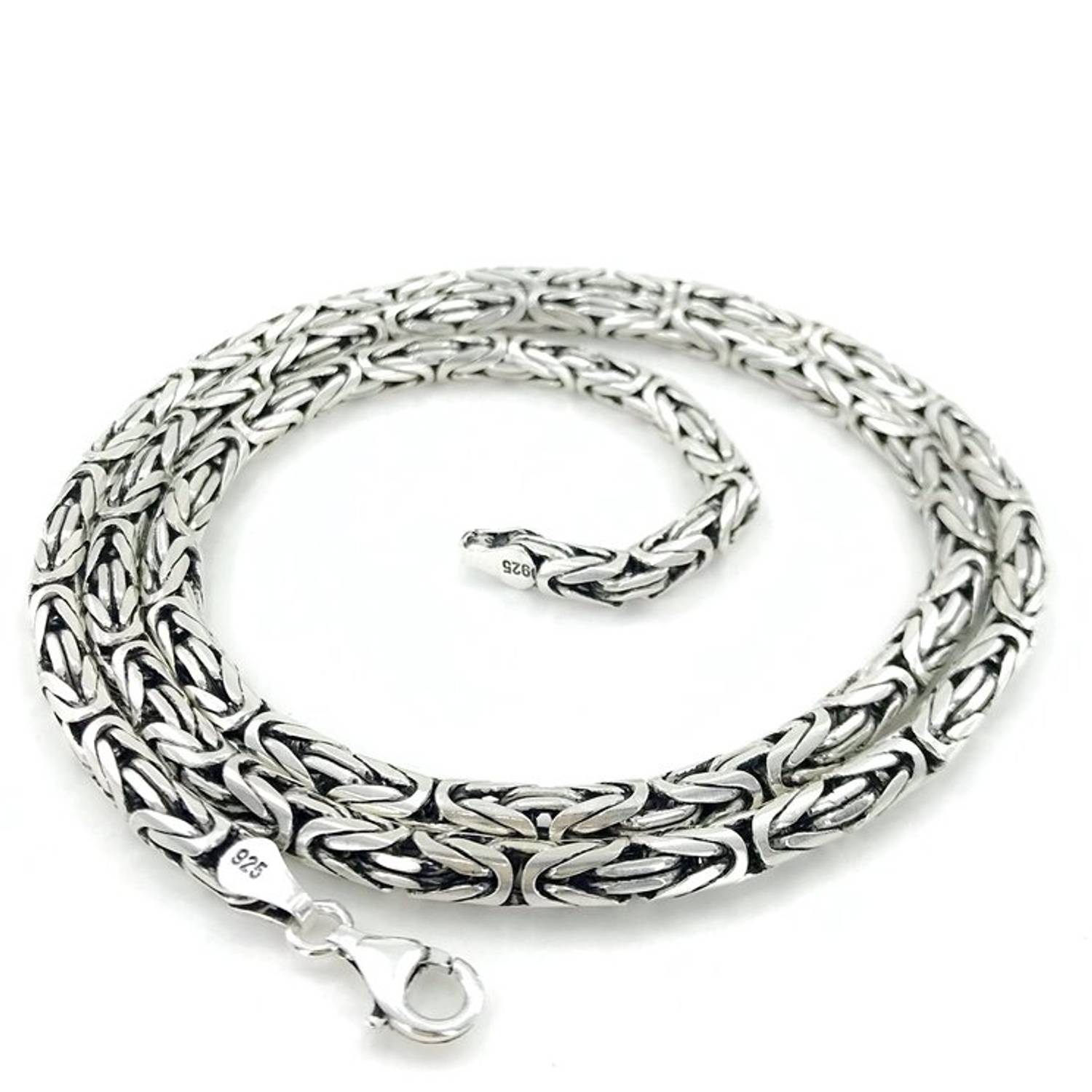 70 cm 86 gr 5 mm Flat Thick King Chain Silver Men's Necklace