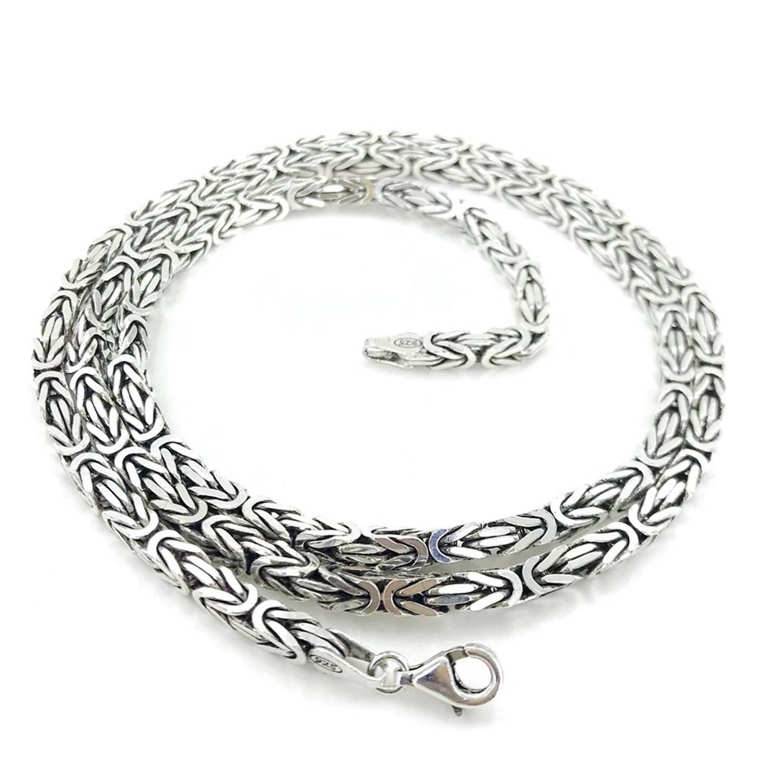 70 cm 62 gr 4 mm Square Thick King Chain Silver Men's Necklace