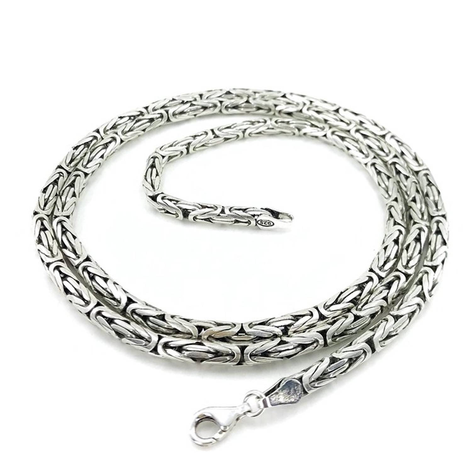 70 cm 62 gr 4 mm Flat Thick King Chain Sterling Silver Men's Necklace