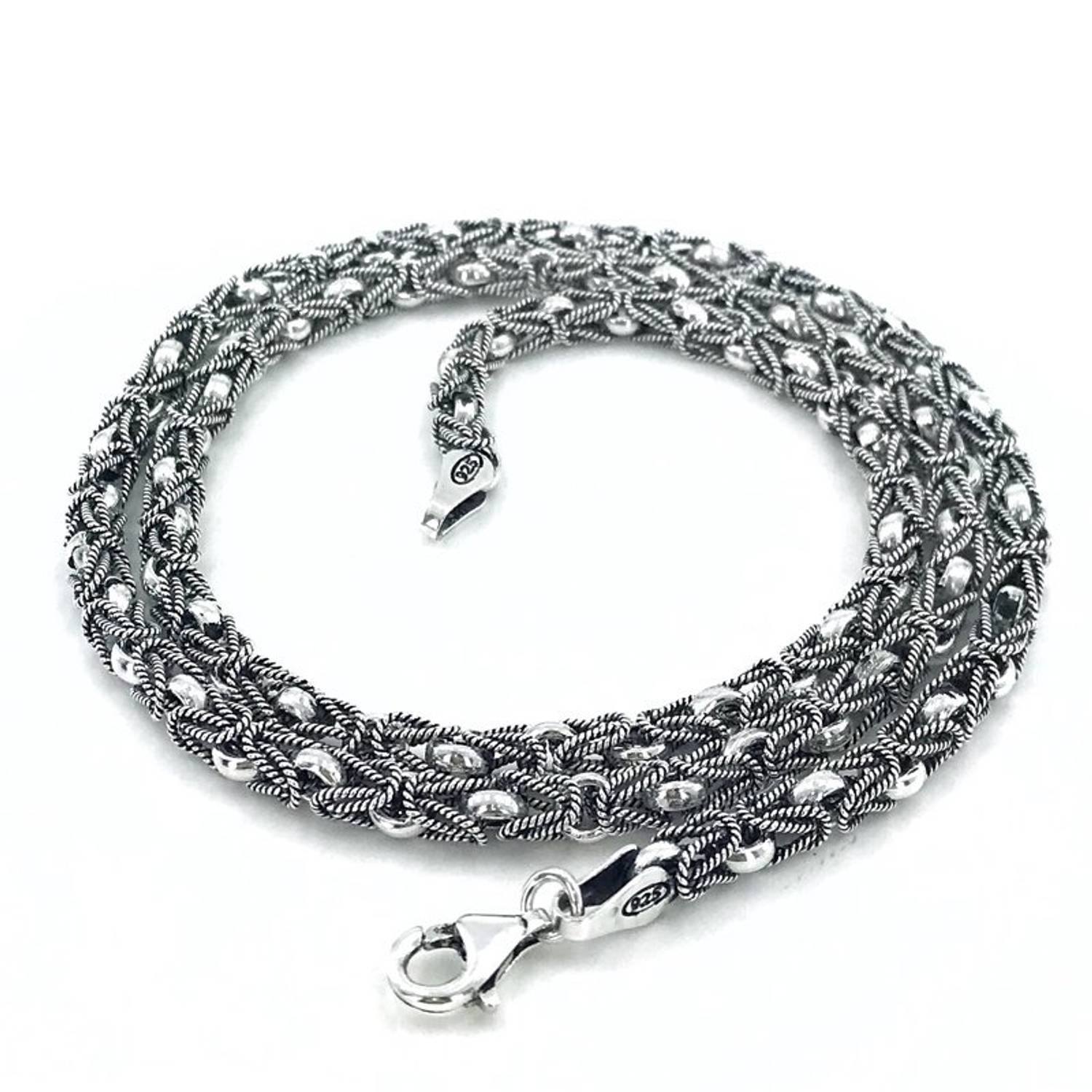 Кольє з 925 срібла з ручною роботою, 4 мм, 32 г, довжина 55 см, унікальний королівський дизайн, упаковка в індивідуальній коробці.