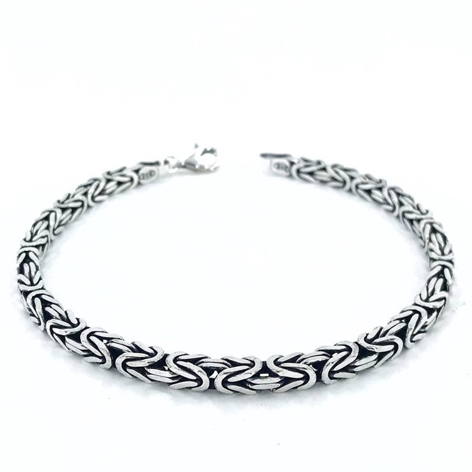 سوار سلسلة الملك الفضي الزاوي 4 مم