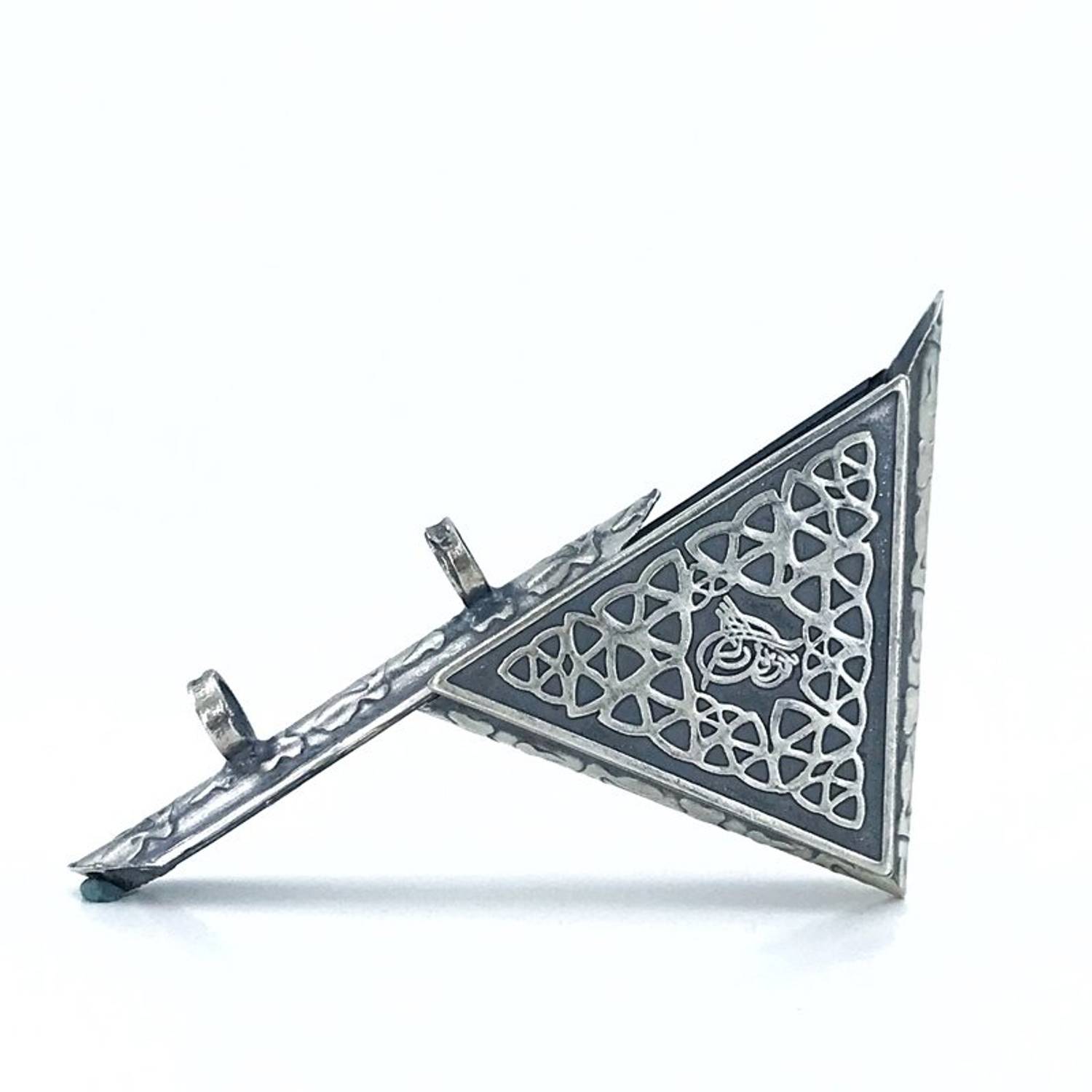 Large Size Amulet Prayer Tugra Embroidered Silver Necklace