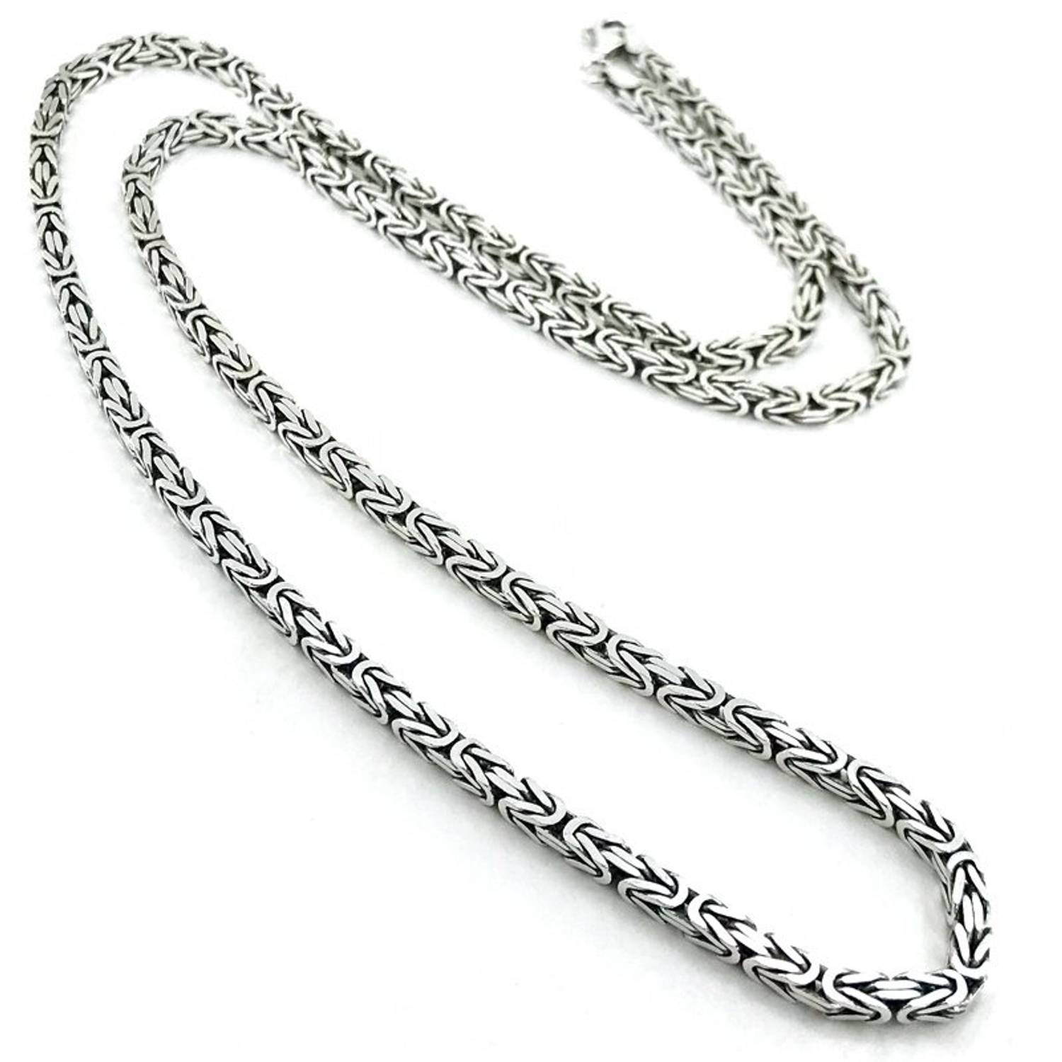 3 mm 65 cm 37 gr Angular Top Quality King Chain Silver Necklace