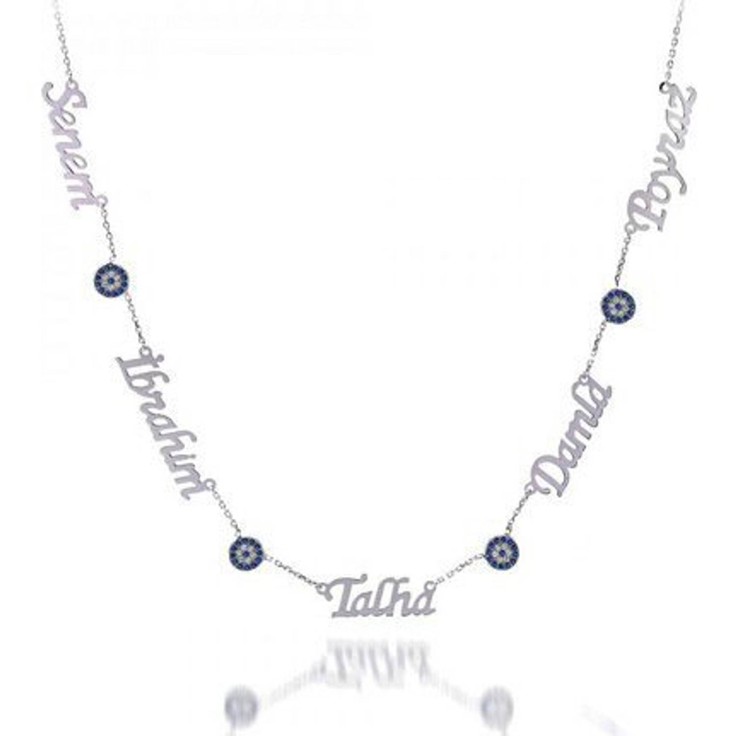 5 أسماء مع قلادة فضية من خرز عين الشر