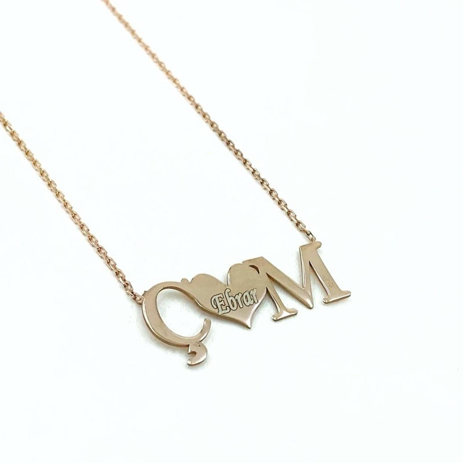 Two Letter Heart Name Personalized Sterling Silver Necklace