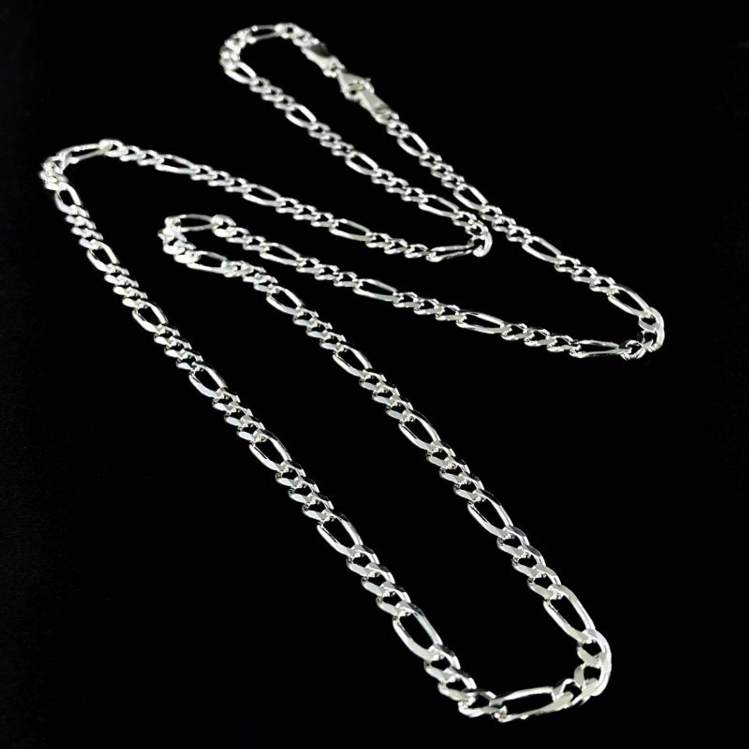 Figaro Model 4 mm 12 gr Most Popular Men's Chain Silver Necklace