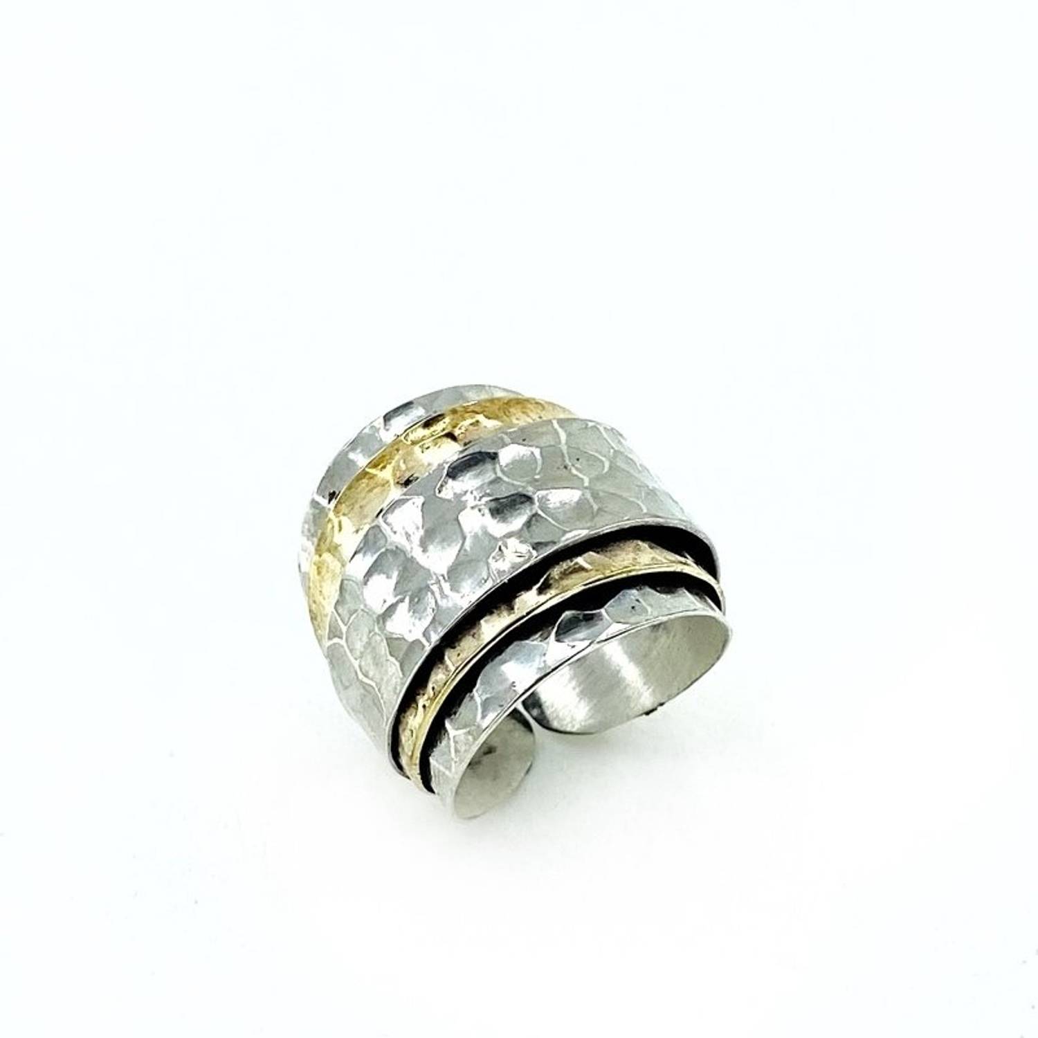 Authentic Handmade Stone Free Three Layered Silver Ring