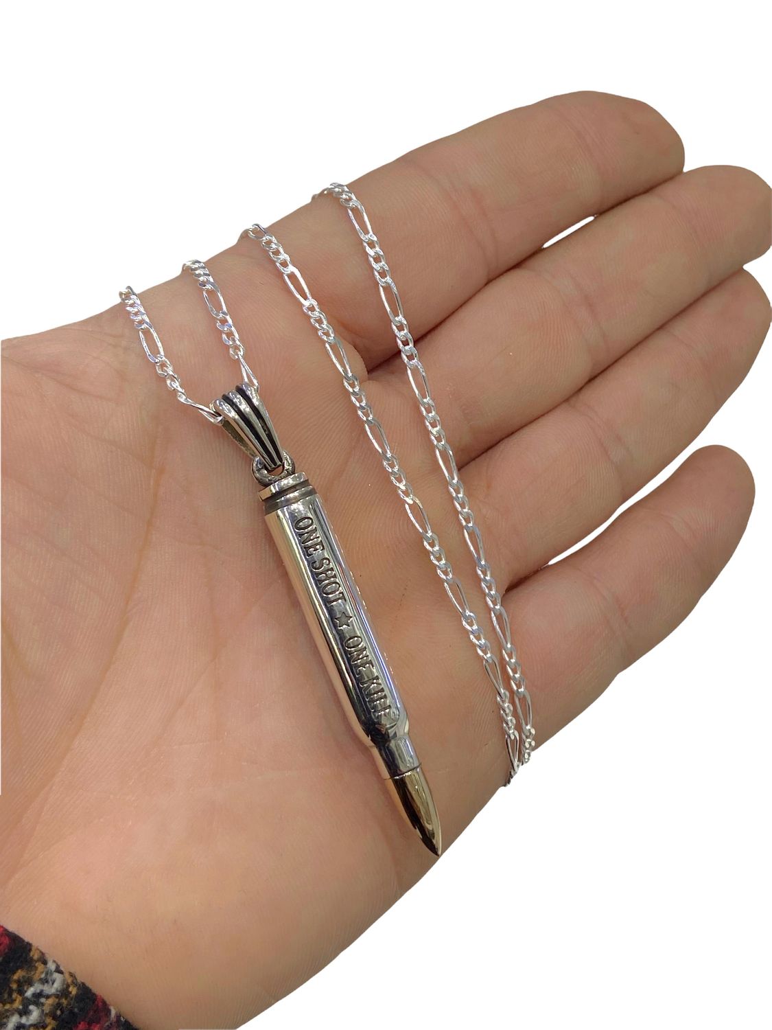 Bullet Design 60 cm Long Chain Silver Necklace