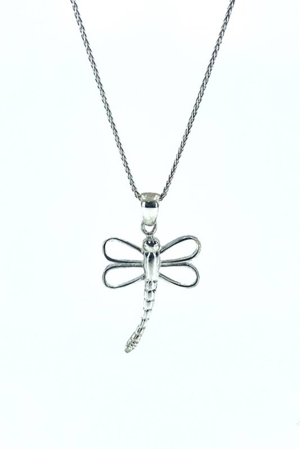 60cm Long Silver Chain Dragonfly Silver Necklace