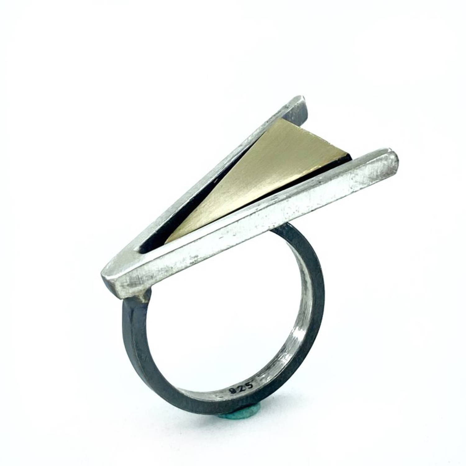 Top Quality Handmade Triangle Special Design Marginal 925 Sterling Silver Ring