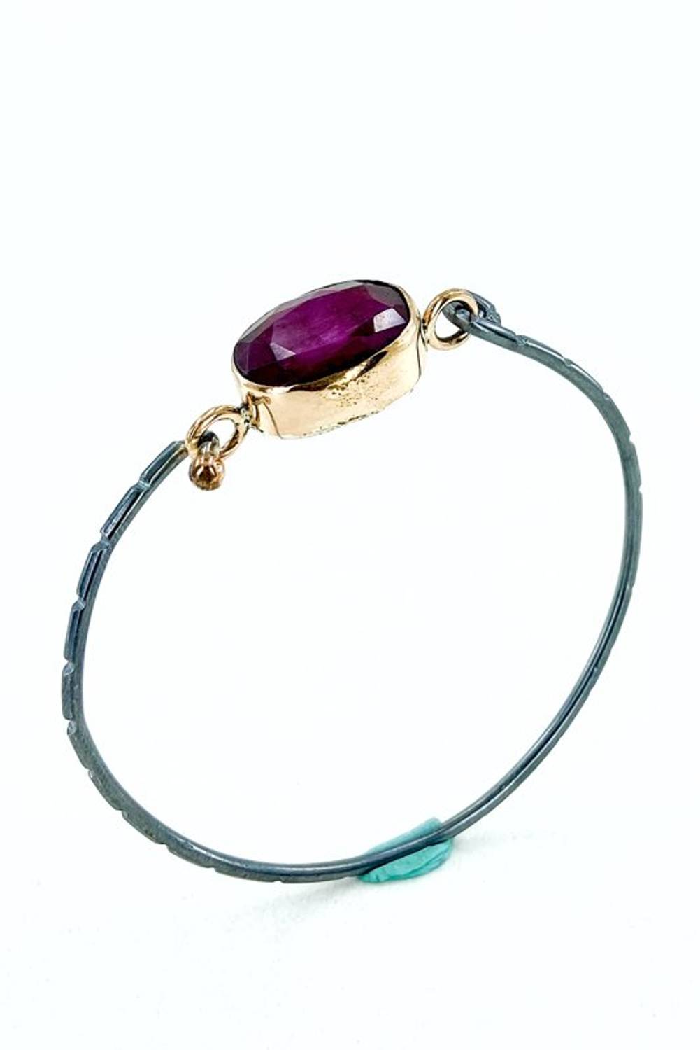 Natural Ruby Stone Handmade 925 Sterling Silver Bracelet Bangle