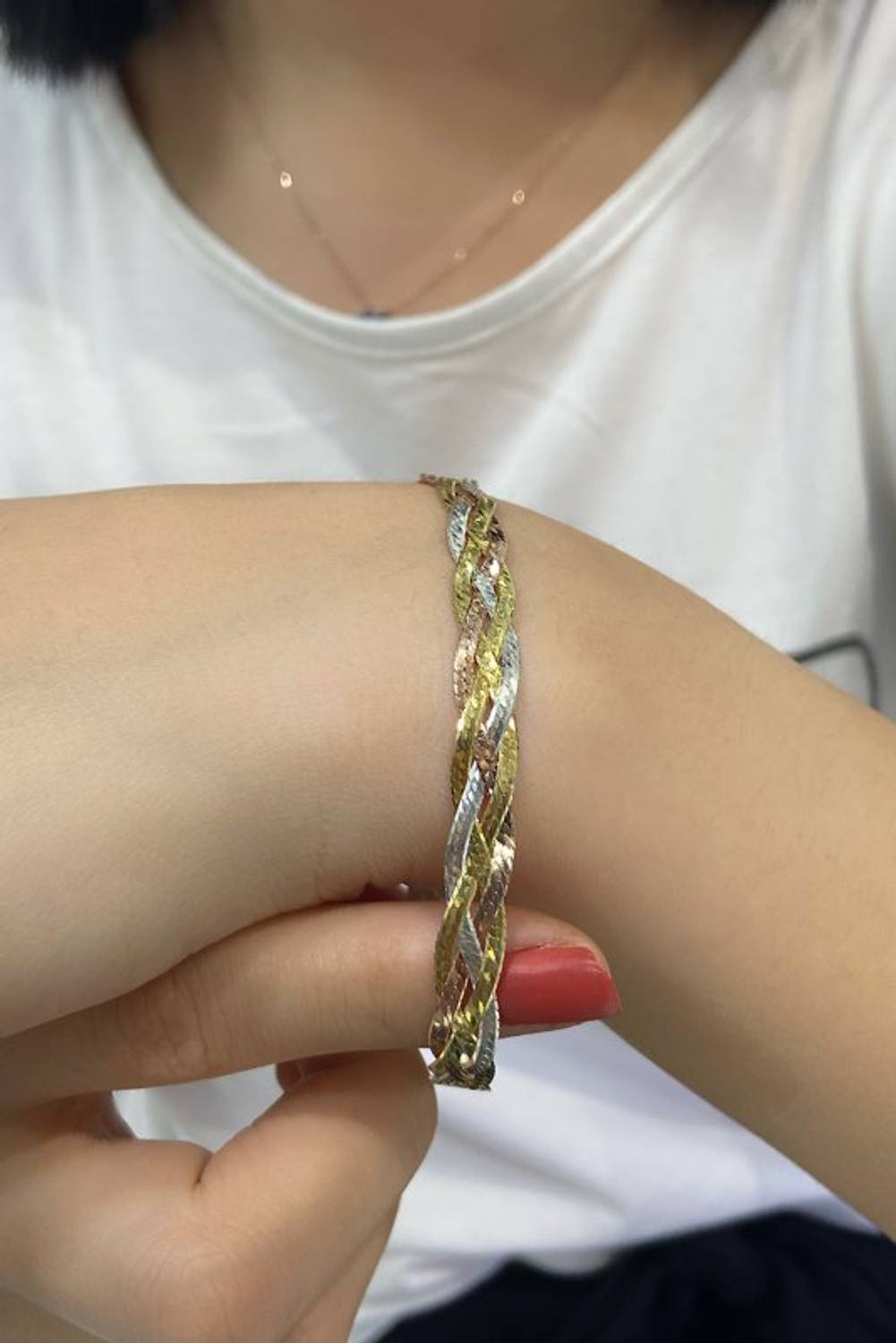 Італійський браслет Cleopatra з плоского плетіння, 3 кольори, срібло 925, вага 9 г, довжина 19 см