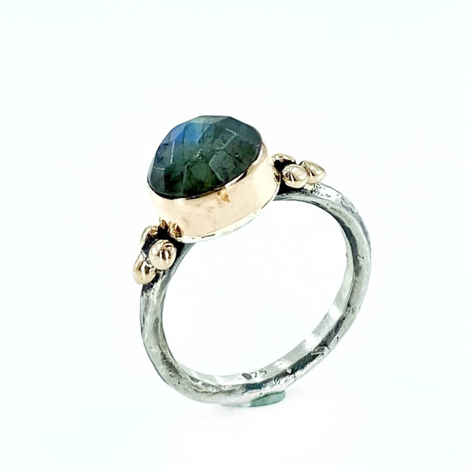 Natural Real Labradorite Stone Hand Made Authentic Silver Ring